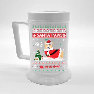 Santa Paws Corgi Merry Christmas Dog Funny Xmas Gift Beer Stein