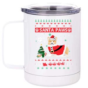 Santa Paws Corgi Merry Christmas Dog Funny Xmas Gift 12 oz Stainless Steel Tumbler Cup