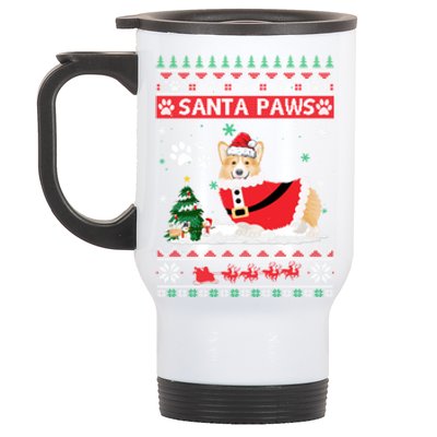 Santa Paws Corgi Merry Christmas Dog Funny Xmas Gift Stainless Steel Travel Mug