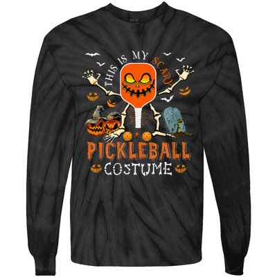 Scary Pickleball Costume: Halloween Skeleton Lover Tie-Dye Long Sleeve Shirt