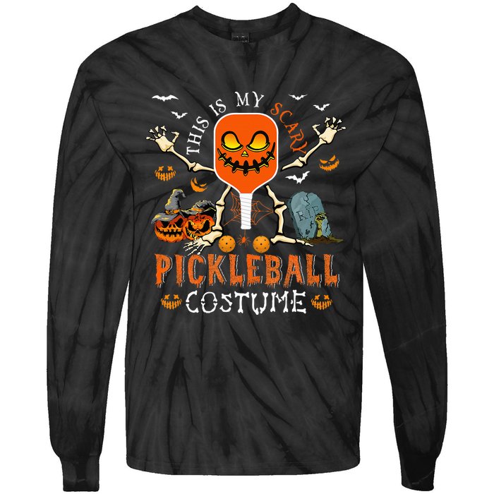 Scary Pickleball Costume: Halloween Skeleton Lover Tie-Dye Long Sleeve Shirt