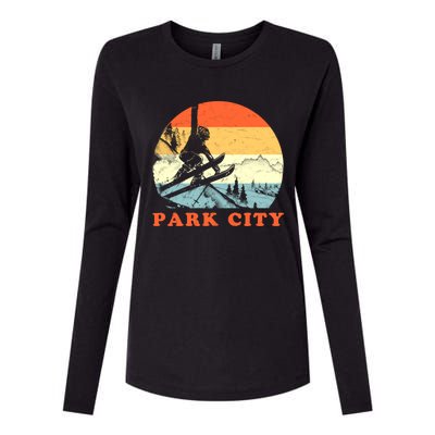 Ski Park City Utah Vintage Snow Skiing Vacation Womens Cotton Relaxed Long Sleeve T-Shirt