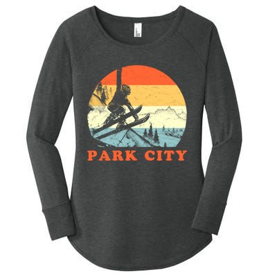 Ski Park City Utah Vintage Snow Skiing Vacation Women's Perfect Tri Tunic Long Sleeve Shirt