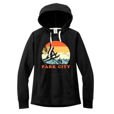 Ski Park City Utah Vintage Snow Skiing Vacation Women's Fleece Hoodie