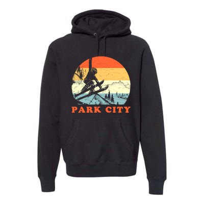 Ski Park City Utah Vintage Snow Skiing Vacation Premium Hoodie