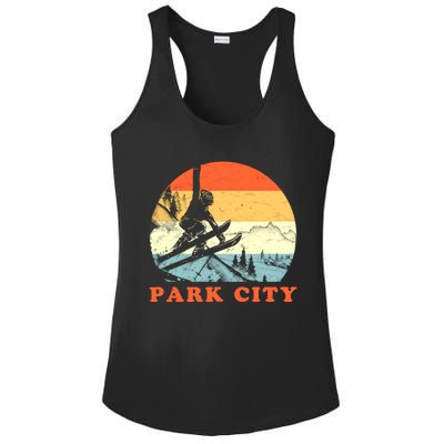 Ski Park City Utah Vintage Snow Skiing Vacation Ladies PosiCharge Competitor Racerback Tank