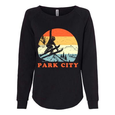 Ski Park City Utah Vintage Snow Skiing Vacation Womens California Wash Sweatshirt