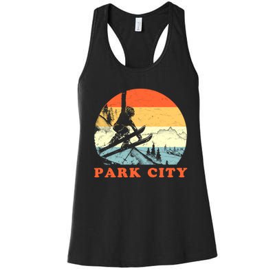 Ski Park City Utah Vintage Snow Skiing Vacation Women's Racerback Tank