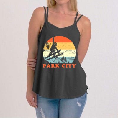 Ski Park City Utah Vintage Snow Skiing Vacation Women's Strappy Tank