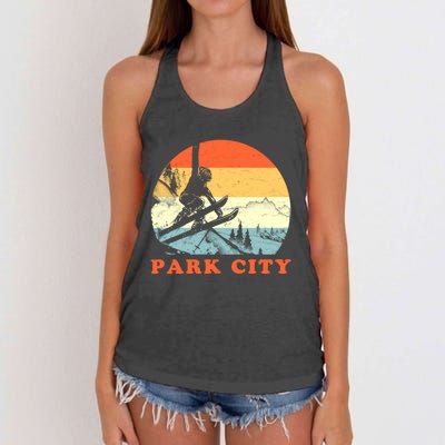 Ski Park City Utah Vintage Snow Skiing Vacation Women's Knotted Racerback Tank