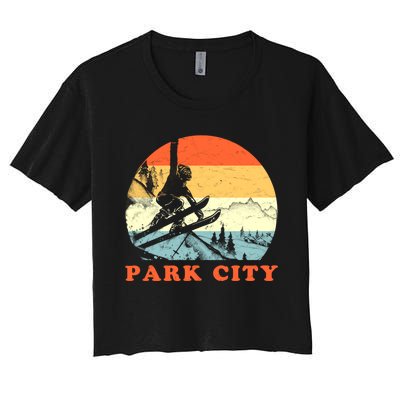 Ski Park City Utah Vintage Snow Skiing Vacation Women's Crop Top Tee