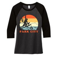 Ski Park City Utah Vintage Snow Skiing Vacation Women's Tri-Blend 3/4-Sleeve Raglan Shirt