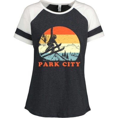 Ski Park City Utah Vintage Snow Skiing Vacation Enza Ladies Jersey Colorblock Tee