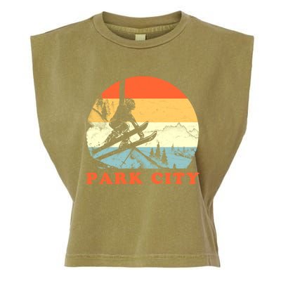 Ski Park City Utah Vintage Snow Skiing Vacation Garment-Dyed Women's Muscle Tee