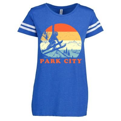 Ski Park City Utah Vintage Snow Skiing Vacation Enza Ladies Jersey Football T-Shirt