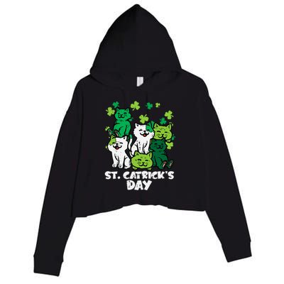 St Patricks Catricks Day Cats Saint Pattys Wo Girl Crop Fleece Hoodie