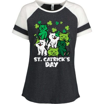 St Patricks Catricks Day Cats Saint Pattys Wo Girl Enza Ladies Jersey Colorblock Tee