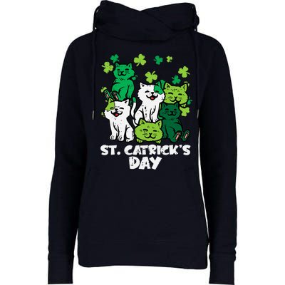 St Patricks Catricks Day Cats Saint Pattys Wo Girl Womens Funnel Neck Pullover Hood