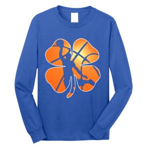 St Patrick's Day Basketball Shamrock Lucky Gift Long Sleeve Shirt