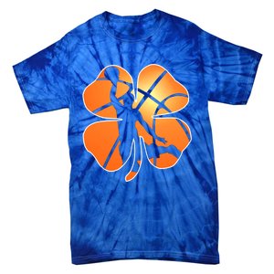 St Patrick's Day Basketball Shamrock Lucky Gift Tie-Dye T-Shirt