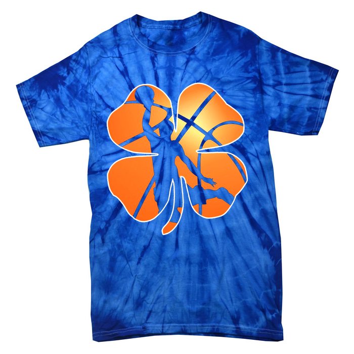 St Patrick's Day Basketball Shamrock Lucky Gift Tie-Dye T-Shirt