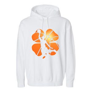 St Patrick's Day Basketball Shamrock Lucky Gift Garment-Dyed Fleece Hoodie