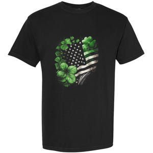 St Patricks Day Shamrock American Flag Retro Garment-Dyed Heavyweight T-Shirt