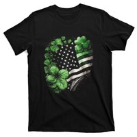 St Patricks Day Shamrock American Flag Retro T-Shirt