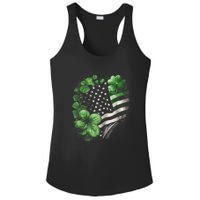 St Patricks Day Shamrock American Flag Retro Ladies PosiCharge Competitor Racerback Tank