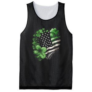 St Patricks Day Shamrock American Flag Retro Mesh Reversible Basketball Jersey Tank