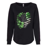 St Patricks Day Shamrock American Flag Retro Womens California Wash Sweatshirt