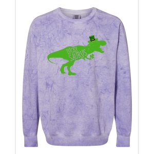 St Patricks Day Dinosaur Lucky Saurus Irish Shamrock Boy Colorblast Crewneck Sweatshirt