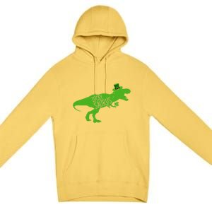 St Patricks Day Dinosaur Lucky Saurus Irish Shamrock Boy Premium Pullover Hoodie