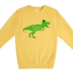 St Patricks Day Dinosaur Lucky Saurus Irish Shamrock Boy Premium Crewneck Sweatshirt