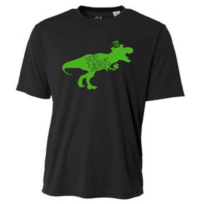 St Patricks Day Dinosaur Lucky Saurus Irish Shamrock Boy Cooling Performance Crew T-Shirt