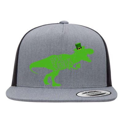 St Patricks Day Dinosaur Lucky Saurus Irish Shamrock Boy Flat Bill Trucker Hat