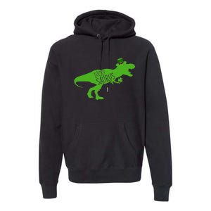 St Patricks Day Dinosaur Lucky Saurus Irish Shamrock Boy Premium Hoodie