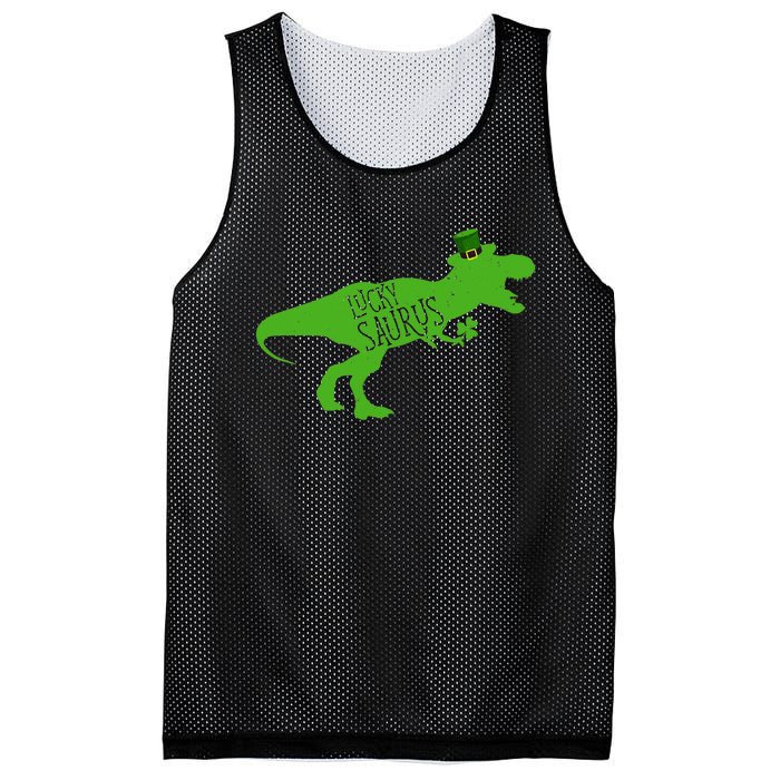 St Patricks Day Dinosaur Lucky Saurus Irish Shamrock Boy Mesh Reversible Basketball Jersey Tank