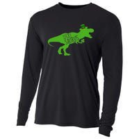 St Patricks Day Dinosaur Lucky Saurus Irish Shamrock Boy Cooling Performance Long Sleeve Crew