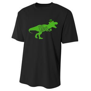 St Patricks Day Dinosaur Lucky Saurus Irish Shamrock Boy Performance Sprint T-Shirt