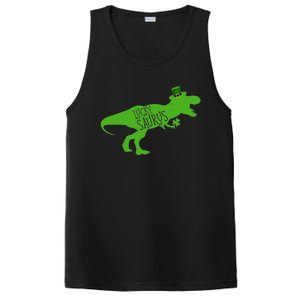 St Patricks Day Dinosaur Lucky Saurus Irish Shamrock Boy PosiCharge Competitor Tank