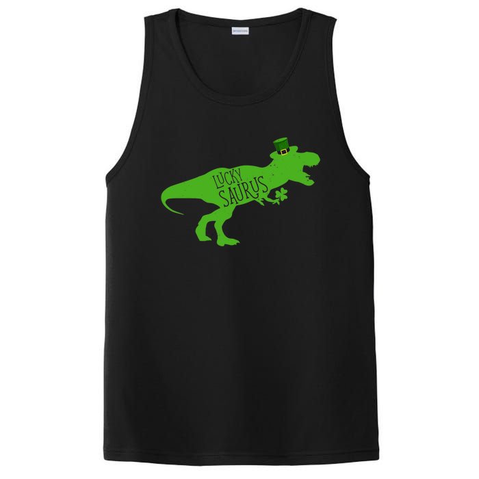 St Patricks Day Dinosaur Lucky Saurus Irish Shamrock Boy PosiCharge Competitor Tank