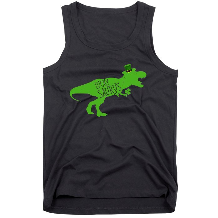 St Patricks Day Dinosaur Lucky Saurus Irish Shamrock Boy Tank Top