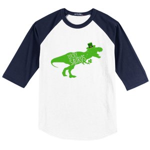 St Patricks Day Dinosaur Lucky Saurus Irish Shamrock Boy Baseball Sleeve Shirt