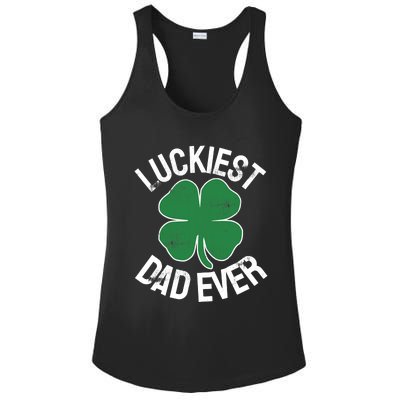 St Patrick's Day Shamrock Luckiest Dad Irish Saint Paddy's Ladies PosiCharge Competitor Racerback Tank