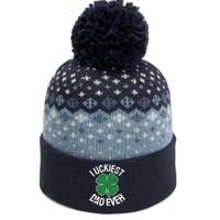 St Patrick's Day Shamrock Luckiest Dad Irish Saint Paddy's The Baniff Cuffed Pom Beanie