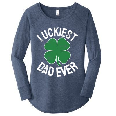 St Patrick's Day Shamrock Luckiest Dad Irish Saint Paddy's Women's Perfect Tri Tunic Long Sleeve Shirt