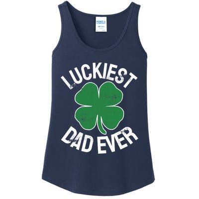 St Patrick's Day Shamrock Luckiest Dad Irish Saint Paddy's Ladies Essential Tank