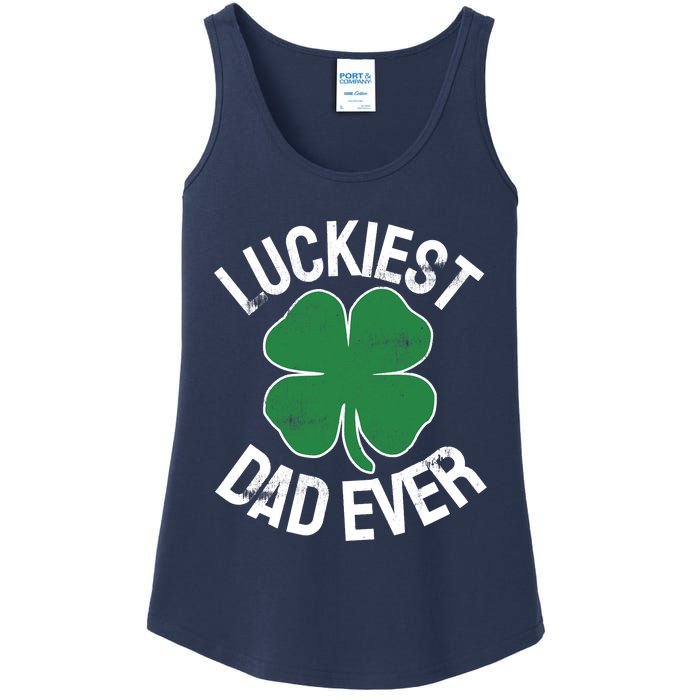 St Patrick's Day Shamrock Luckiest Dad Irish Saint Paddy's Ladies Essential Tank