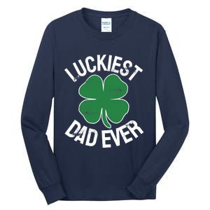 St Patrick's Day Shamrock Luckiest Dad Irish Saint Paddy's Tall Long Sleeve T-Shirt